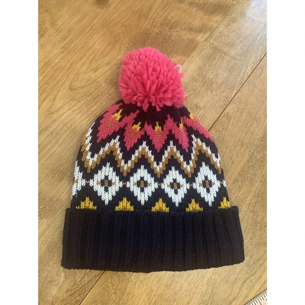 Old navy one sz girls knit hat fair isle NWOT Blue Pink Winter Christmas Picture